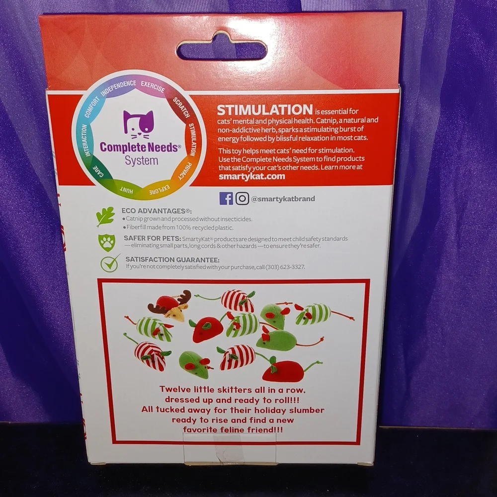 New SmartyKat Skitter Stash 12 Catnip Mice